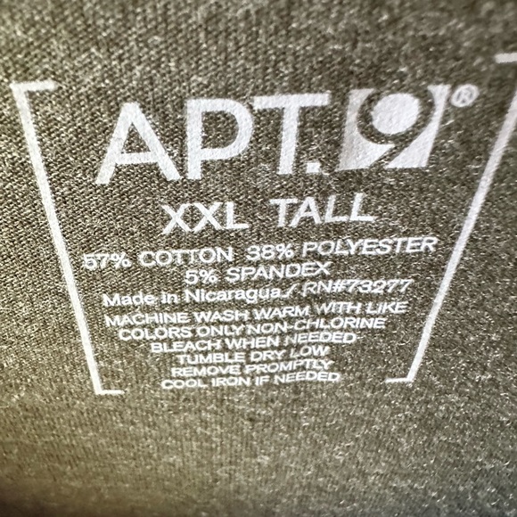 🫒 Apt 9 Long Sleeve Tee 2XLT Olive Green Tall NWOT Mens Shirt - Picture 2 of 5